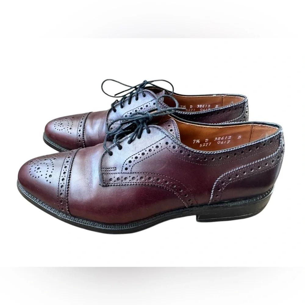Allen Edmonds Lexington Oxford Brogue Cap-Toe Men Shoes Leather Merlot 7.5 D